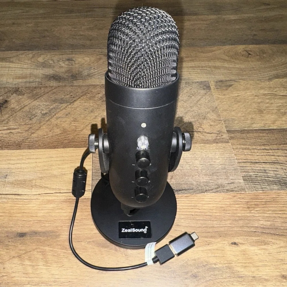 ZealSound K66 USB Microphone Desktop Mic for PC Podcast Recording Mute Stand